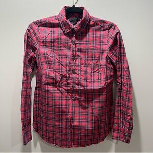 J. Crew Red and Navy Plaid Button Shirt